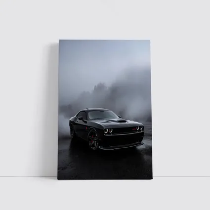 Dodge Challenger SRT Black Foggy Rainy Day