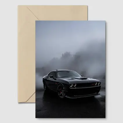 Dodge Challenger SRT Black Foggy Rainy Day