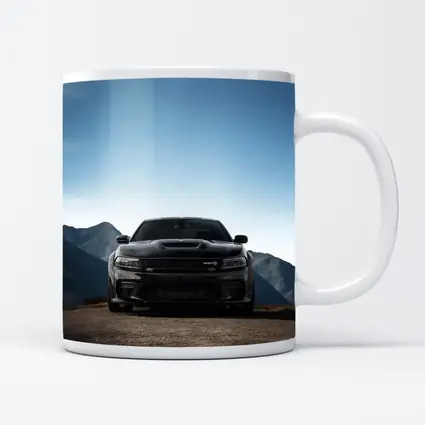 Dodge Charger Black Front View Mountain