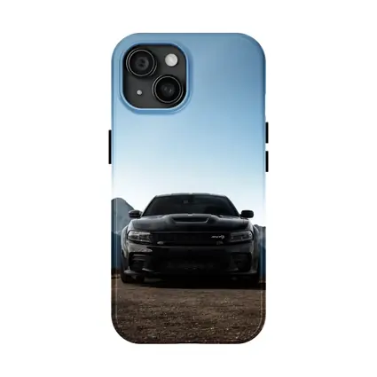 Dodge Charger Black Front View Mountain