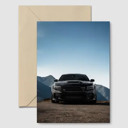 Dodge Charger Black Front View Mountain