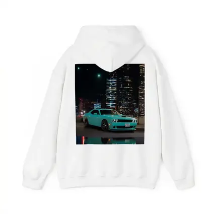 Dodge Challenger Teal Night City Skyline