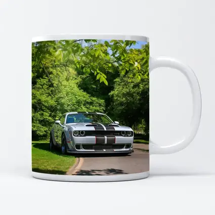 Dodge Challenger Silver Stripes Green Park