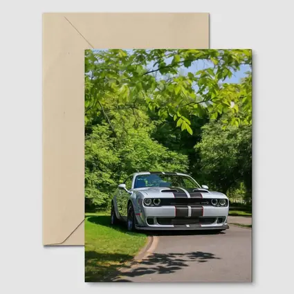 Dodge Challenger Silver Stripes Green Park