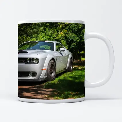 Dodge Challenger SRT Silver Muscle Car Green Park