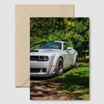 Dodge Challenger SRT Silver Muscle Car Green Park