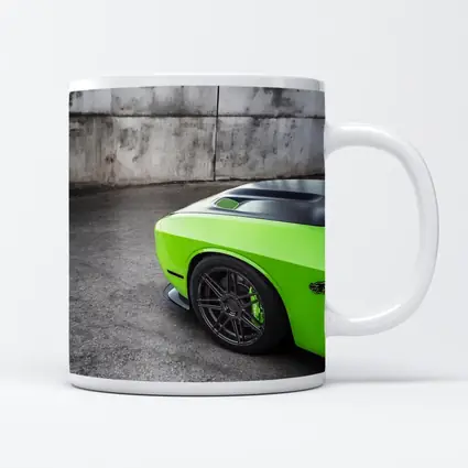 Dodge Challenger Green Muscle Car Concrete Wall