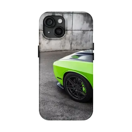 Dodge Challenger Green Muscle Car Concrete Wall