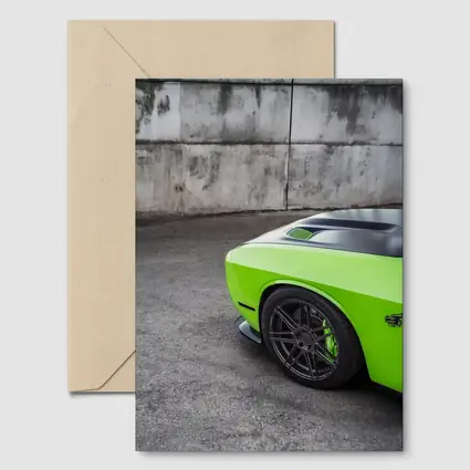 Dodge Challenger Green Muscle Car Concrete Wall