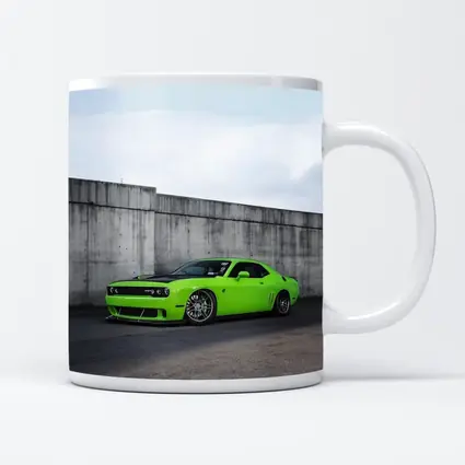 Dodge Challenger Green Muscle Car Concrete Wall