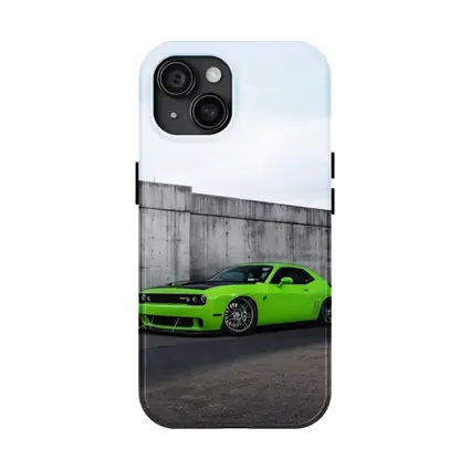 Dodge Challenger Green Muscle Car Concrete Wall