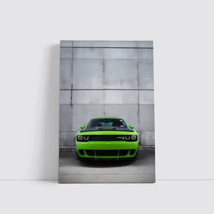 Dodge Challenger SRT Hellcat Green Concrete Wall