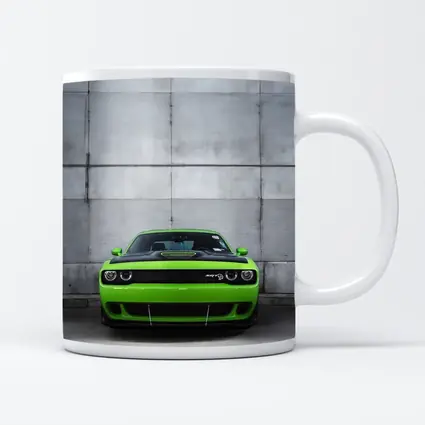 Dodge Challenger SRT Hellcat Green Concrete Wall
