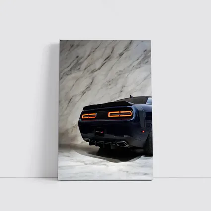 Dodge Challenger Rear View Marble Background