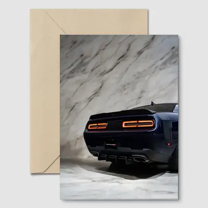 Dodge Challenger Rear View Marble Background