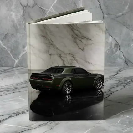 Dodge Challenger Green Against Marble Wall