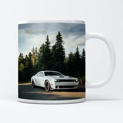Dodge Challenger Hellcat White Forest Road