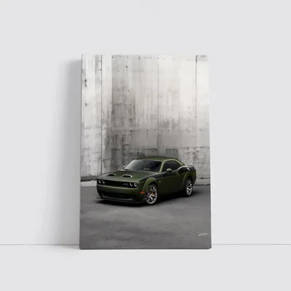 Dodge Challenger SRT Hellcat Green Concrete Wall