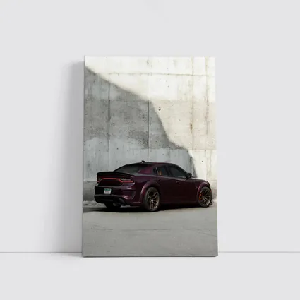 Dodge Charger Dark Purple Concrete Wall