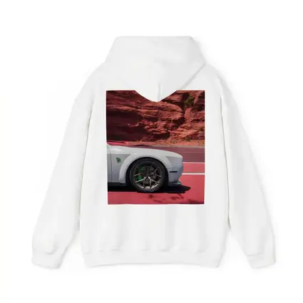 Dodge Challenger White Car Red Rock Background