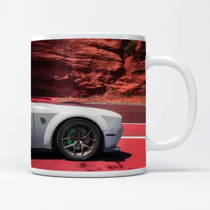 Dodge Challenger White Car Red Rock Background