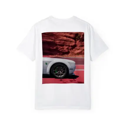 Dodge Challenger White Car Red Rock Background