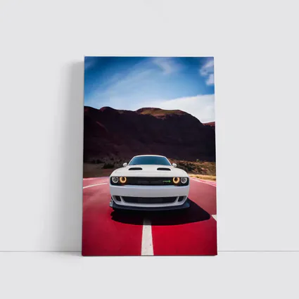 Dodge Challenger White Car Desert Road