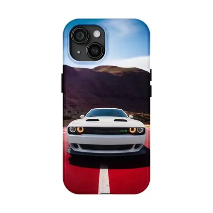 Dodge Challenger White Car Desert Road