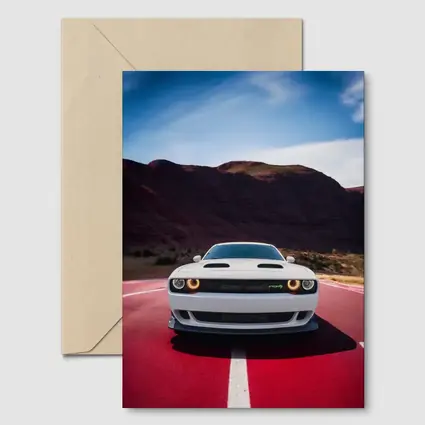 Dodge Challenger White Car Desert Road