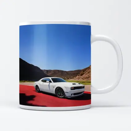 Dodge Challenger White Muscle Car Desert Track