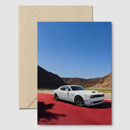 Dodge Challenger White Muscle Car Desert Track