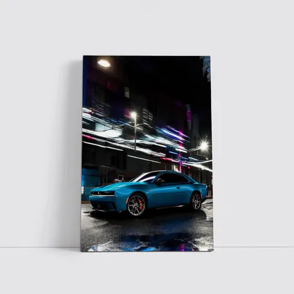 Dodge Charger Blue Neon City Night