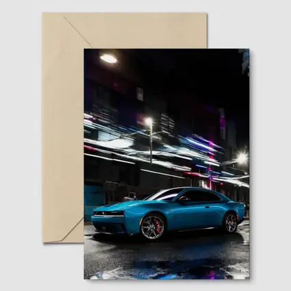 Dodge Charger Blue Neon City Night