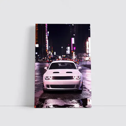 Dodge Challenger Front View City Night