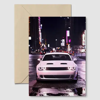Dodge Challenger Front View City Night