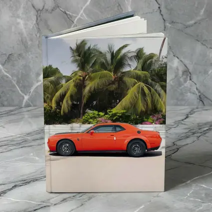 Dodge Challenger Orange Muscle Car Palm Trees