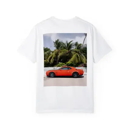 Dodge Challenger Orange Muscle Car Palm Trees