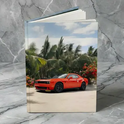Dodge Challenger Red Muscle Car Tropical Beach