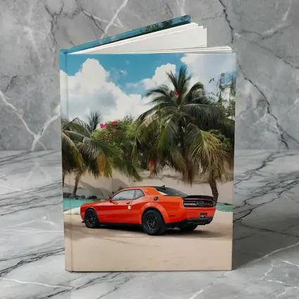 Dodge Challenger Orange Muscle Car Tropical Beach