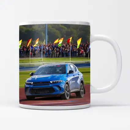 Dodge Hornet Blue SUV On Racing Track