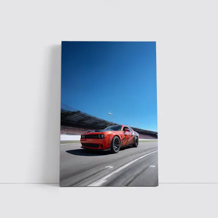 Dodge Challenger Red On Race Track