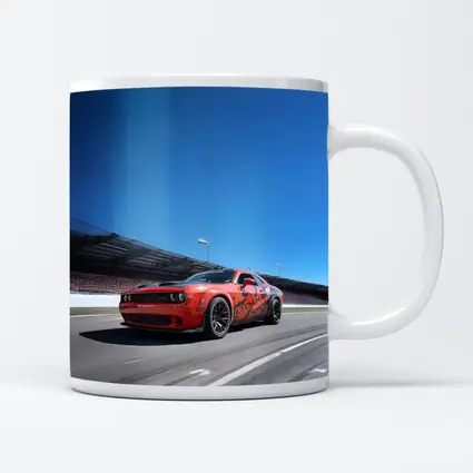 Dodge Challenger Red On Race Track