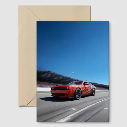 Dodge Challenger Red On Race Track