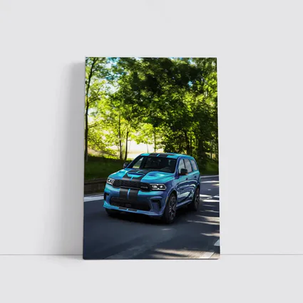Dodge Durango Blue Racing Stripes On Road