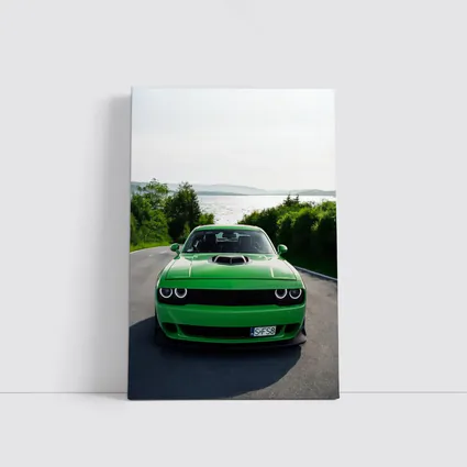 Dodge Challenger Green Front View River Road