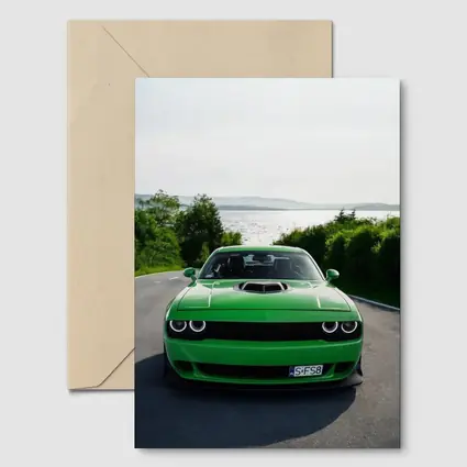 Dodge Challenger Green Front View River Road