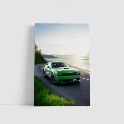 Dodge Challenger Green Muscle Car Coastal Road