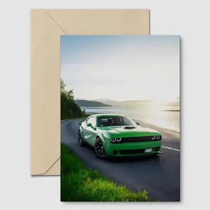 Dodge Challenger Green Muscle Car Coastal Road