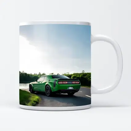 Dodge Challenger Green Muscle Car Road River