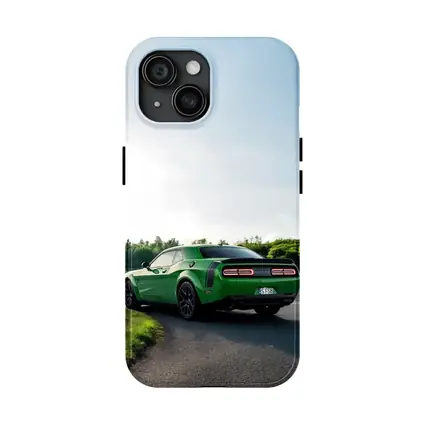 Dodge Challenger Green Muscle Car Road River